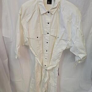 Vintage ‘80’s Lizsport Short Sleeve Jumpsuit With Elastic Waist White Size L NWT